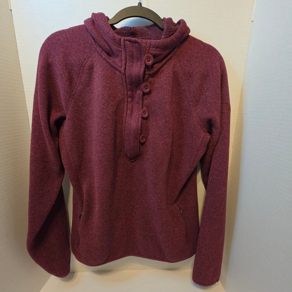 The North Face Crescent Sunshine Fleece Pullover Hoodie maroon front zip size XL
